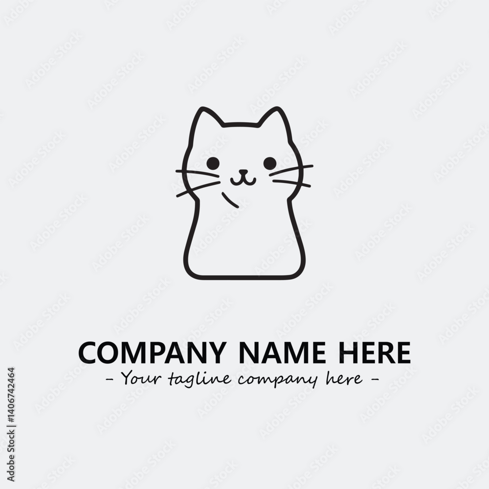 Cat illustration black and white for logo company vector image Cat illustration black and white for logo company vector image