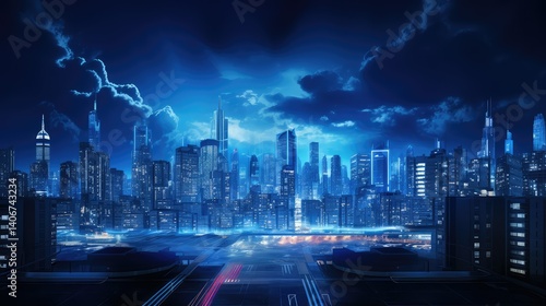 Wallpaper Mural urban blue light Torontodigital.ca