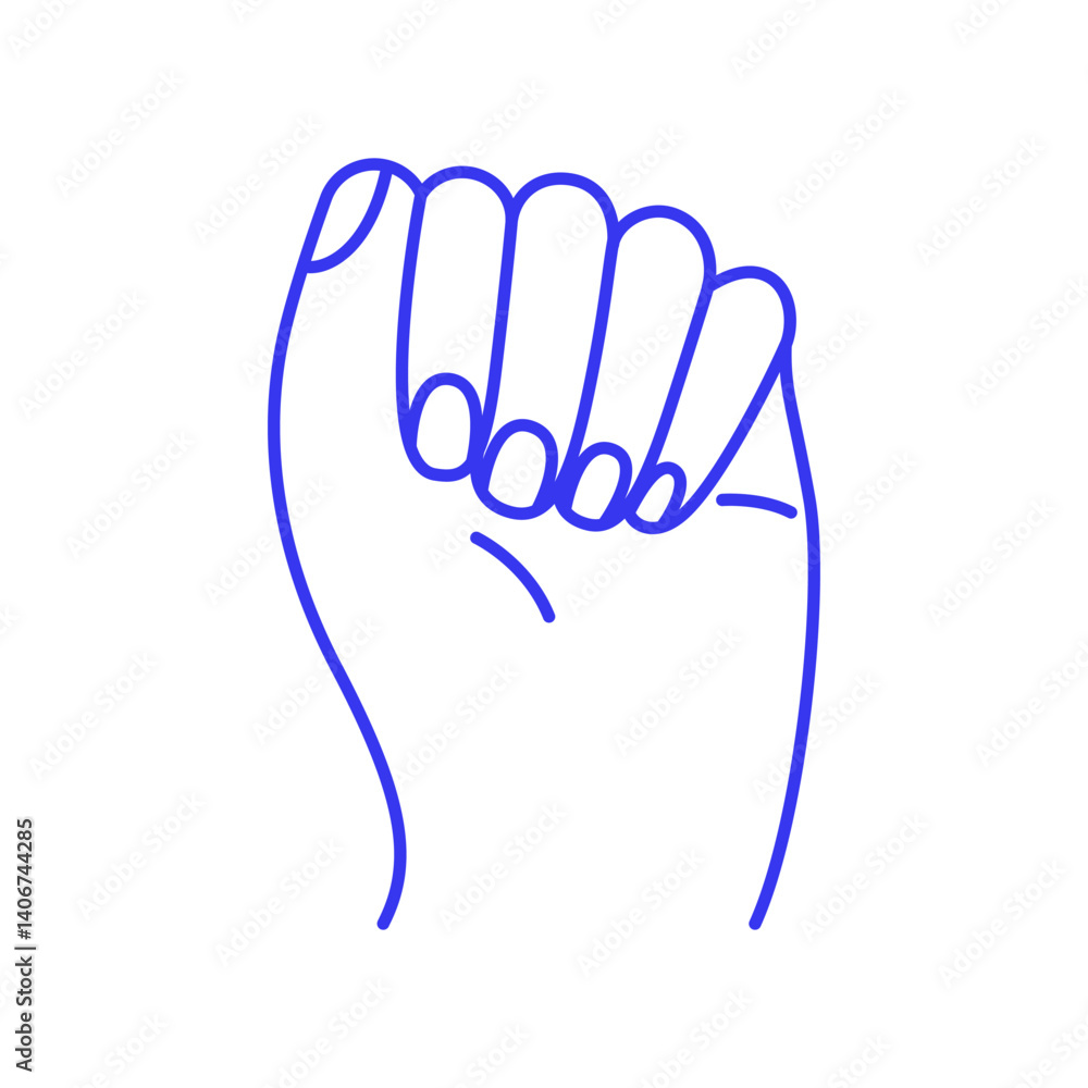 Obraz premium Fist. Hand gesture doodle icon. Contour vector illustration