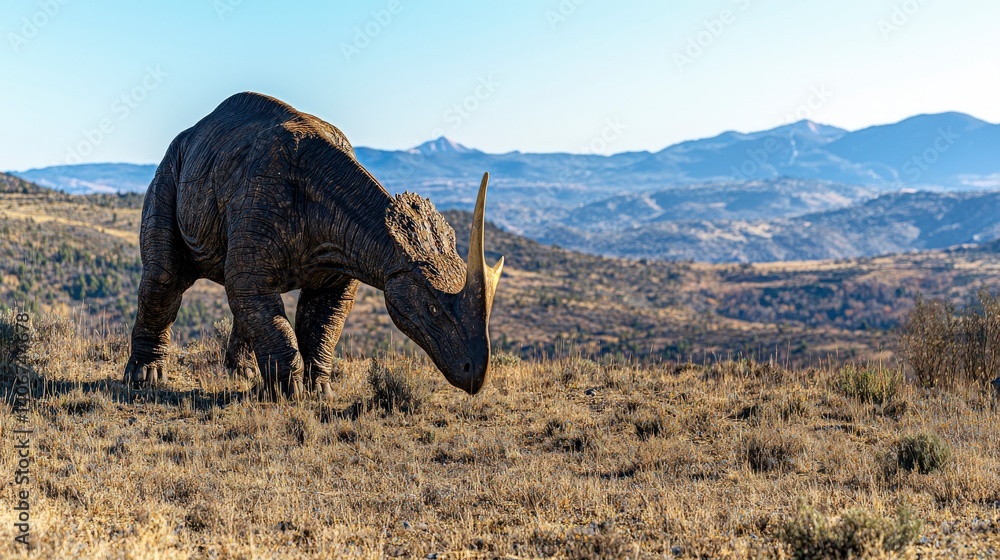 Fototapeta premium Diprotodon grazing in ancient landscapes australia high-quality image natural habitat lifelike view evolutionary concept