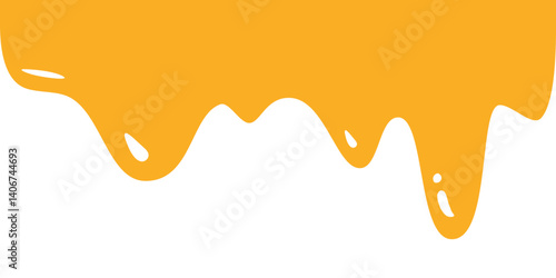Flowing melted caramel. Liquid drips or liquid sauce drop. Seamless drops of honey, Cheese, syrup, mustard, butter, yellow paint, ink, slime on white background