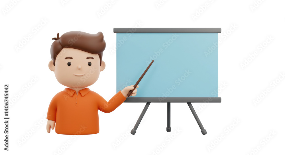 Isolated Man Presenting Presentation Board Isolated Man Presenting Presentation Board
