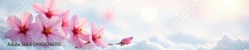 Delicate flower blooms on a snowy white background, bloom, quiet, gentle