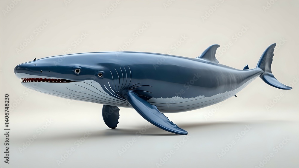 Obraz premium Blue Whale 3d Render on Minimalist Background for Environmental Projects