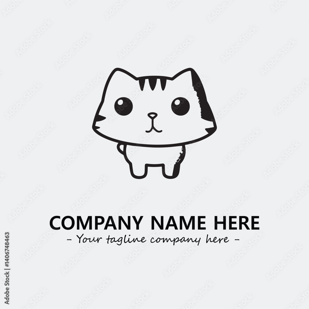 Cat illustration black and white for logo company vector image Cat illustration black and white for logo company vector image