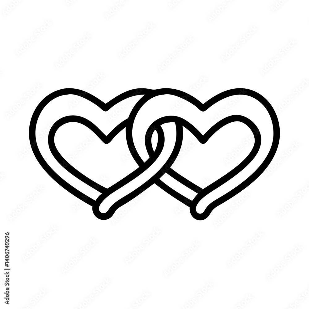 Intertwined hearts symbolizing love and connection in minimalist style Intertwined hearts symbolizing love and connection in minimalist style
