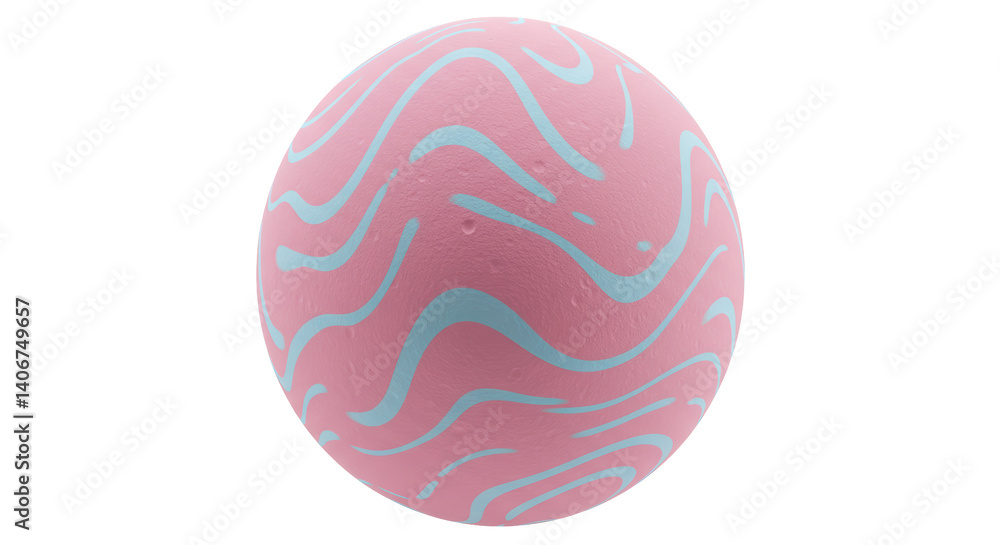 Isolated Decorative Pink Sphere with Blue Waves Isolated Decorative Pink Sphere with Blue Waves