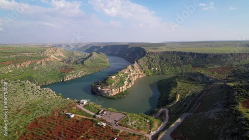 Aerial View of Rumkale Fortress in Springtime, Gaziantep, Turkey