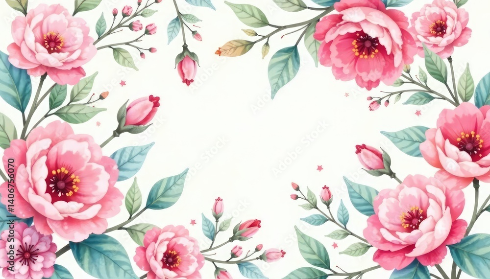 Fototapeta Delicate watercolor floral pattern, soft pastel shades , art, soft