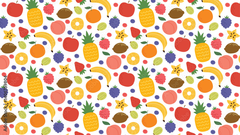 Soft pastel fruit seamless pattern in minimalist style. Perfect for packaging, textile or summer backgrounds. Soft pastel fruit seamless pattern in minimalist style. Perfect for packaging, textile or summer backgrounds.