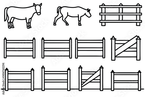 Cattle Fence Line Art Drawing for Ranchers