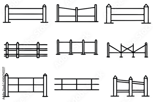 Cattle Fence Line Art in Country Landscape