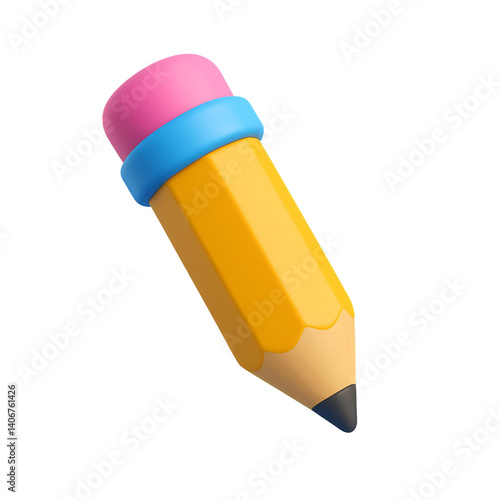 3d yellow pencil with eraser