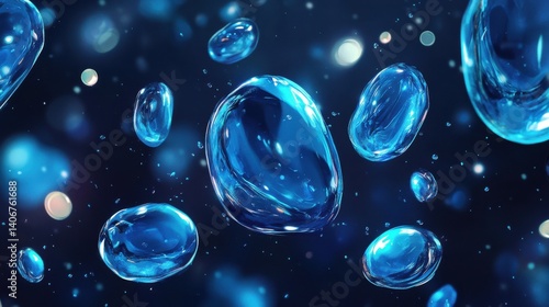 Wallpaper Mural Floating blue capsules illustration Torontodigital.ca