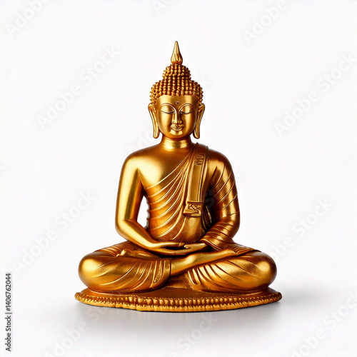 gold symbol  sitting budda isolated on white background 