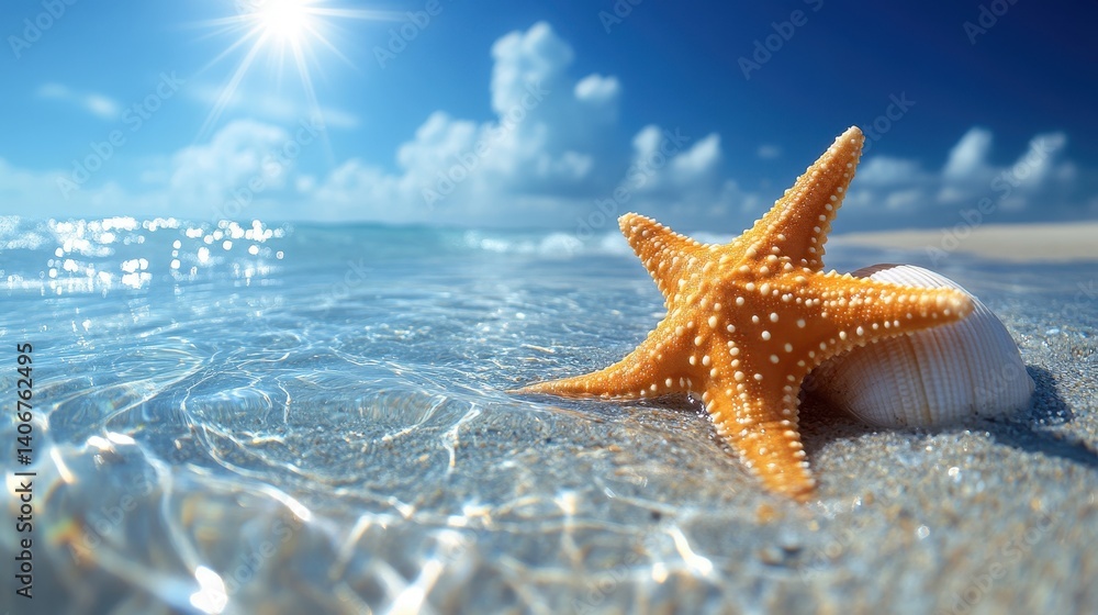 Seashore Starfish, Sunny Day Seashore Starfish, Sunny Day