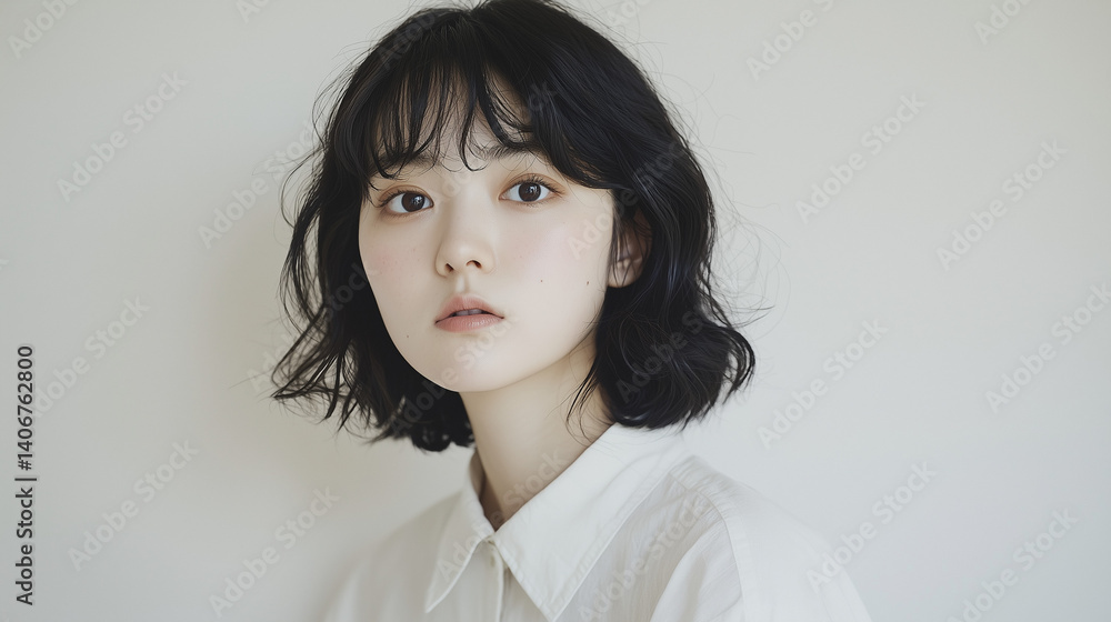 憂いを帯びた表情の美しい若い日本人女性