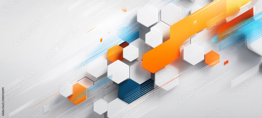 Abstract white background with hexagon shape and digital technology concept white background