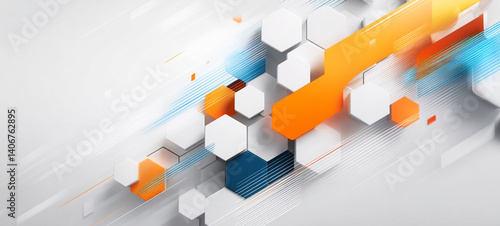 Obraz na płótnie Abstract white background with hexagon shape and digital technology concept white background w salonie