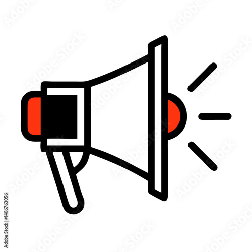 Red megaphone icon with volume rays
