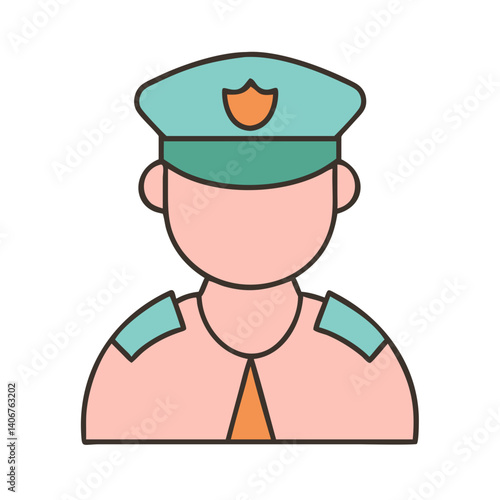 Male police officer in green uniform front view