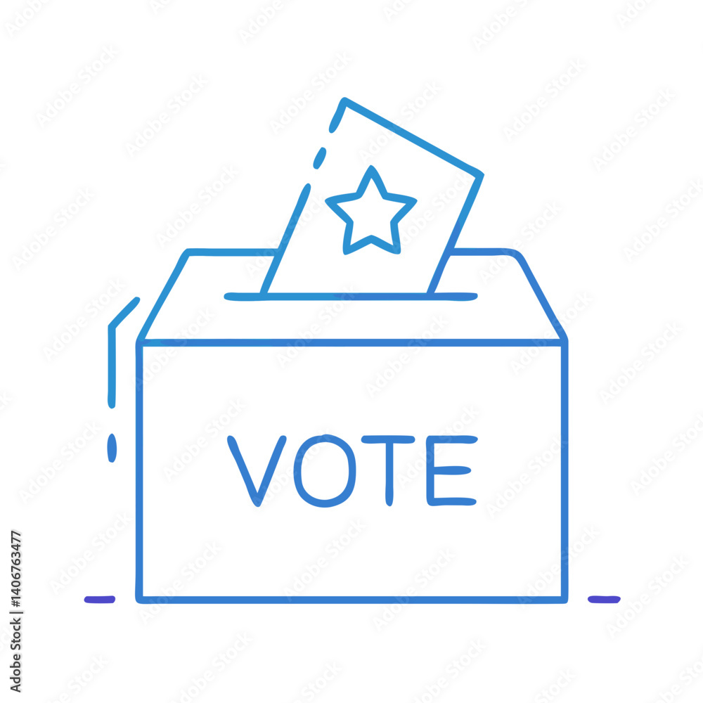 Line icon of ballot box with vote card Line icon of ballot box with vote card