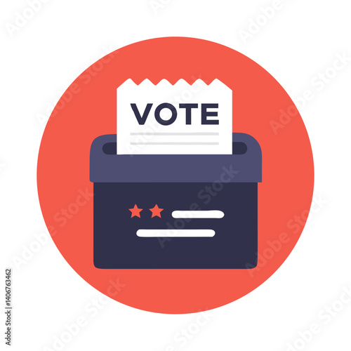 Voting ballot box icon in red circle