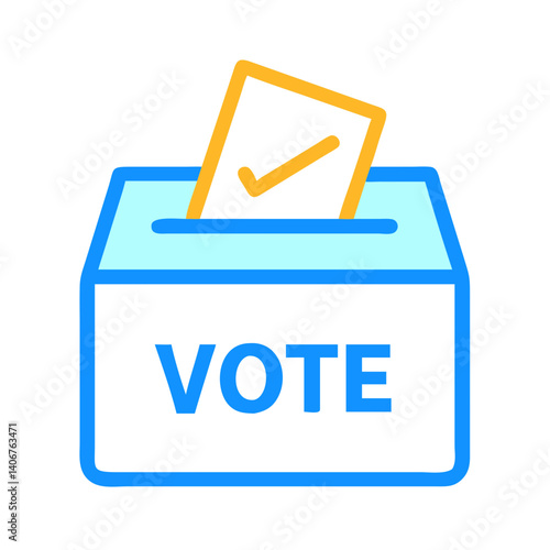 Blue vote box icon with ballot paper