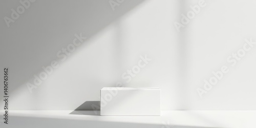 Wallpaper Mural Clean Minimalist White Product Display Platform with Subtle Light and Shadow Effects Torontodigital.ca