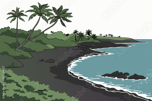 Black sand beach in Punaluʻu – Hawaii, uSA
