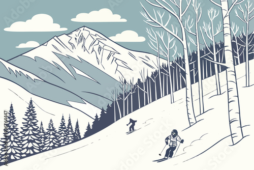 Ski slopes vector in Aspen – Colorado, USA
