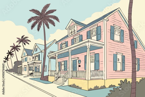 Key West Conch-style houses in pastel palette – Florida
