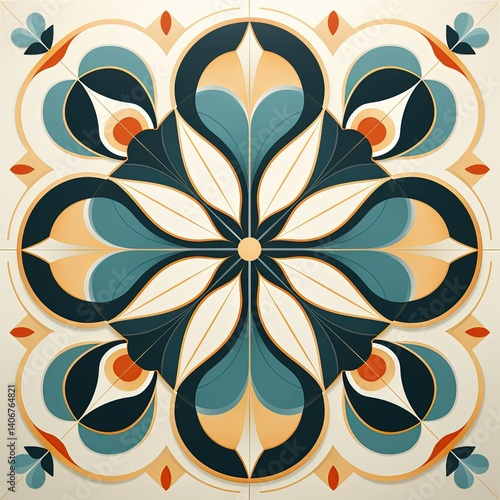 Modern Abstract Tile Illustration in Repeating Design