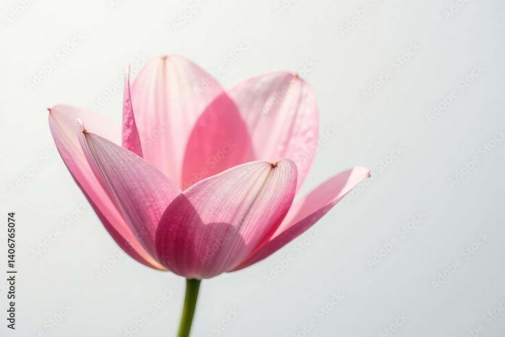 Delicate petals unfolding on a white background, bloom, soft Delicate petals unfolding on a white background, bloom, soft