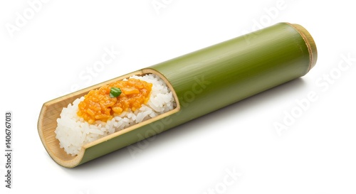 Khao lam Rice Wood Stick Isolated on White Background