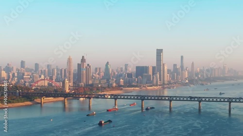 Aerial photography of Wuhan's late autumn city scenery