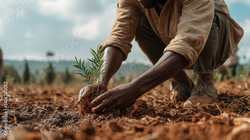 Wallpaper Mural Planting trees for earth day reforestation project environmental sustainability and conservation efforts Torontodigital.ca