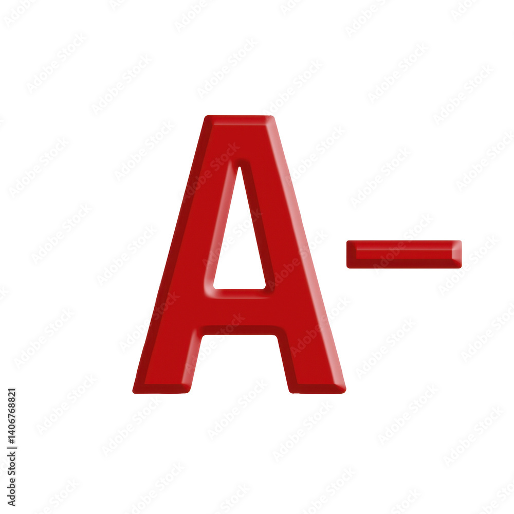 Bold Red A Minus Symbol on White Background Blood type symbol Bold Red A Minus Symbol on White Background Blood type symbol