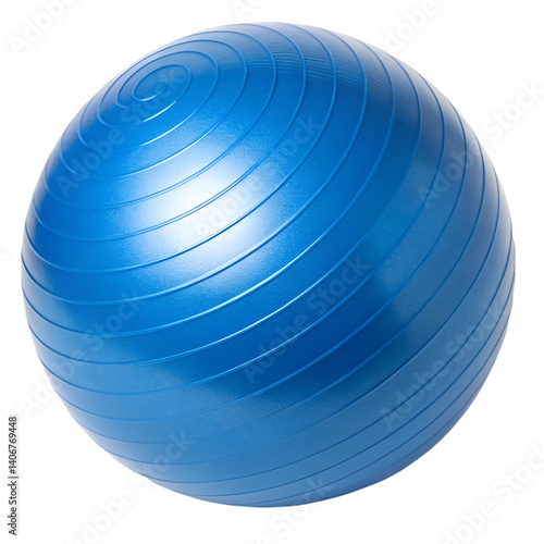 Blue fitness ball isolated on transparent background