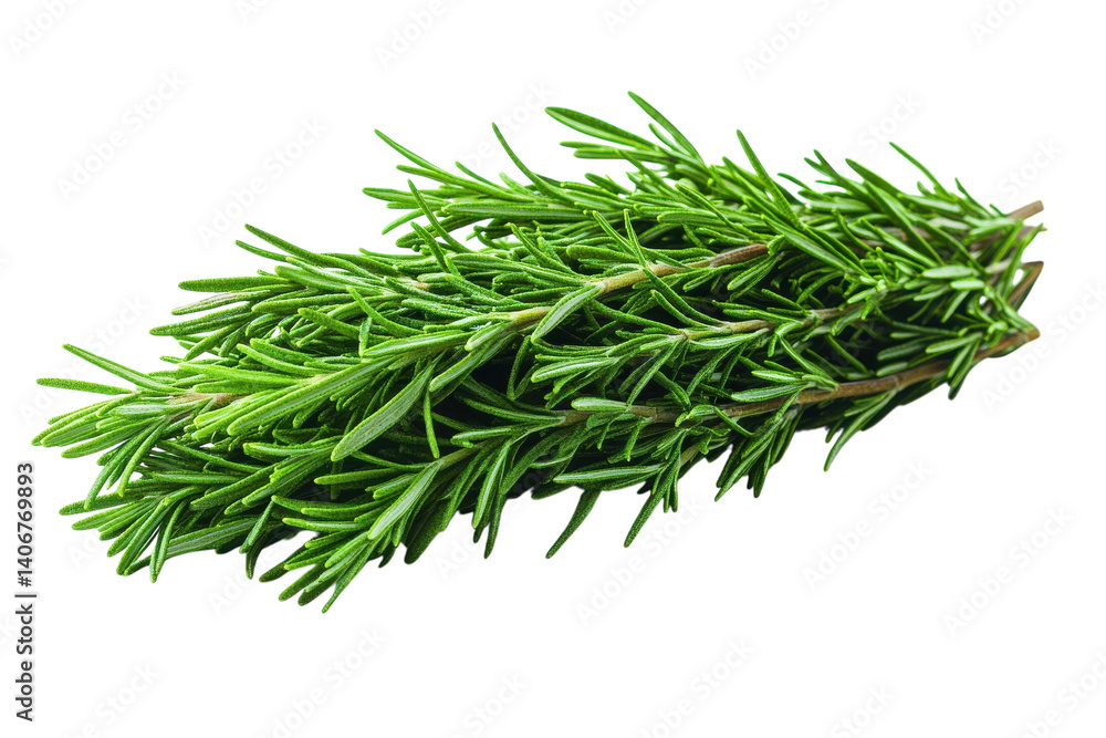 Fresh rosemary sprigs displayed on a white background for culinary use and decoration Fresh rosemary sprigs displayed on a white background for culinary use and decoration