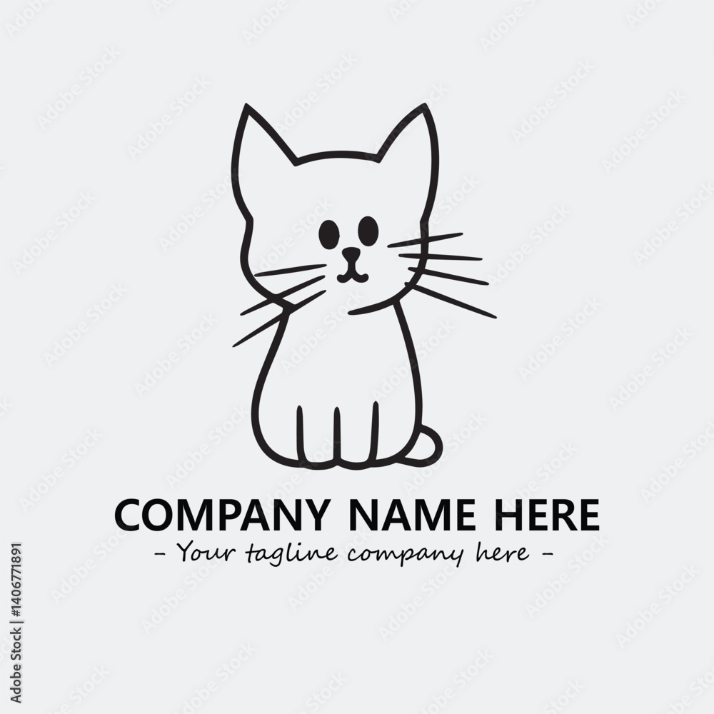 Cat illustration black and white for logo company vector image Cat illustration black and white for logo company vector image