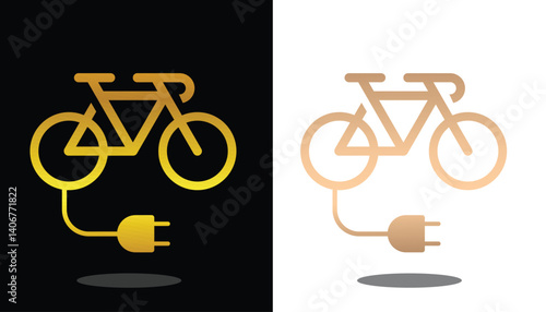 vector logo image for a beautiful and pretty and unique electric bicycle business or business with a black and white background for design purposes