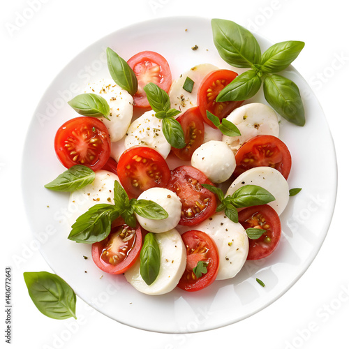 Caprese salads with fresh mozzarella and tomato isolated on transparent background
