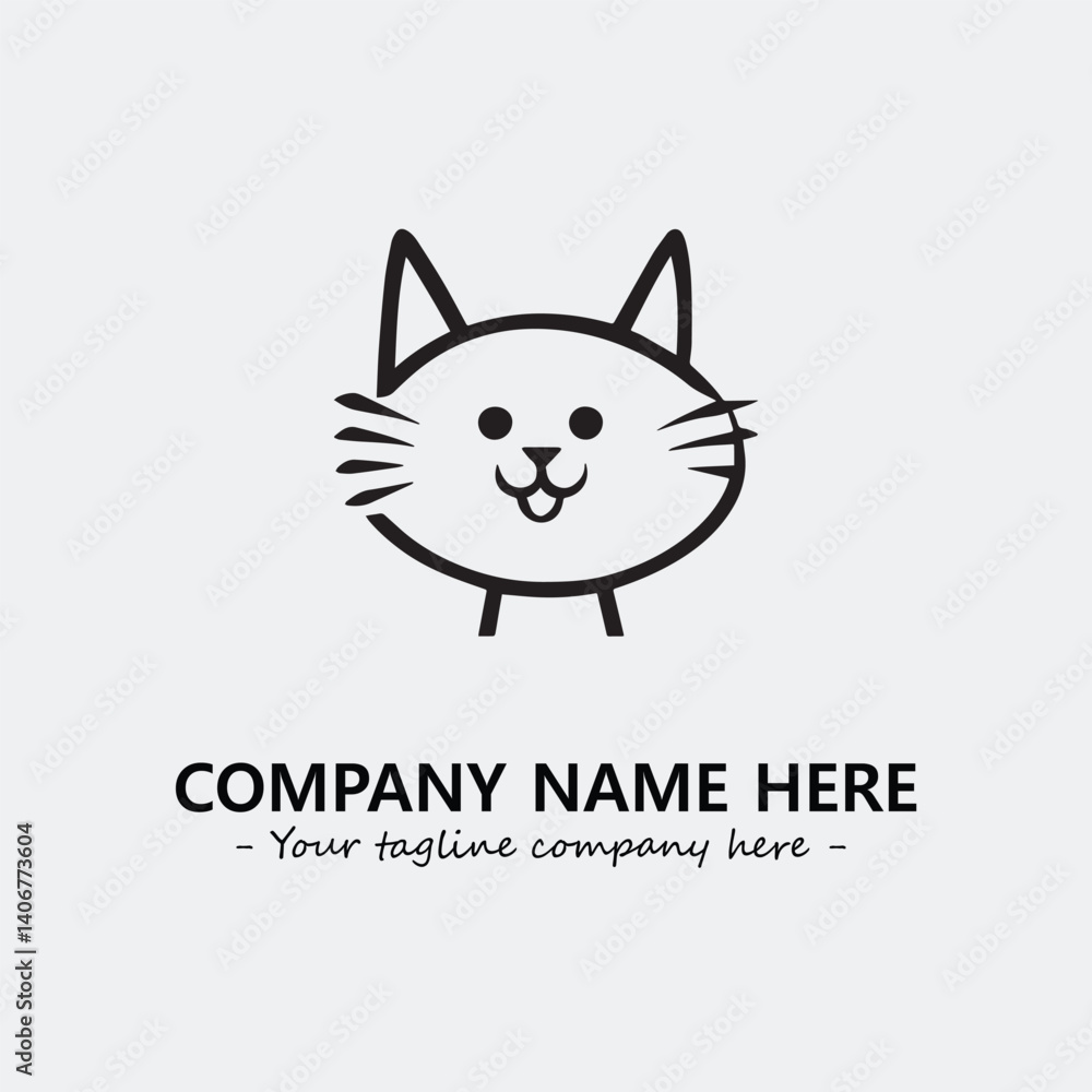 Cat illustration black and white for logo company vector image Cat illustration black and white for logo company vector image