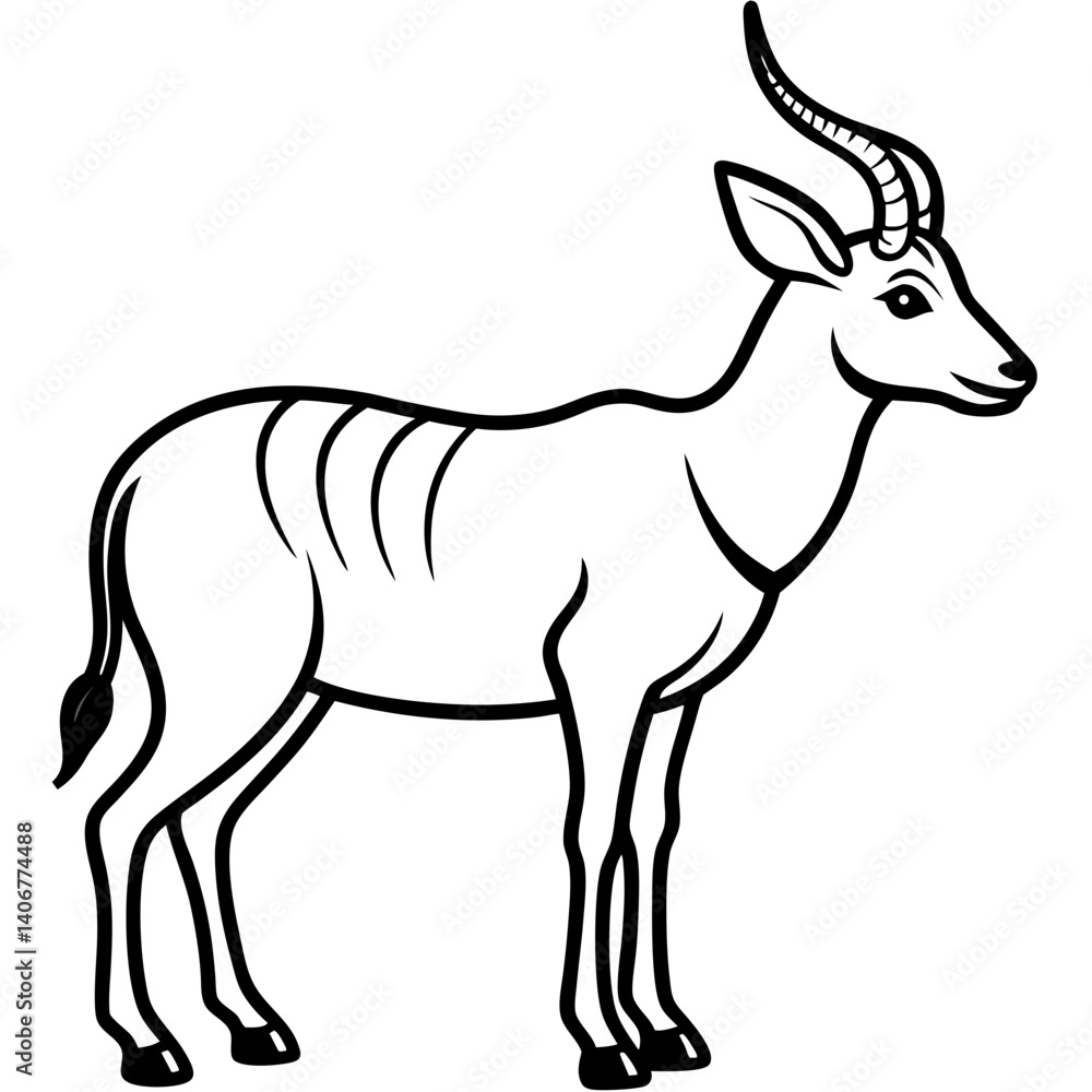 Minimal Antelope Vector Illustration on White Background Minimal Antelope Vector Illustration on White Background