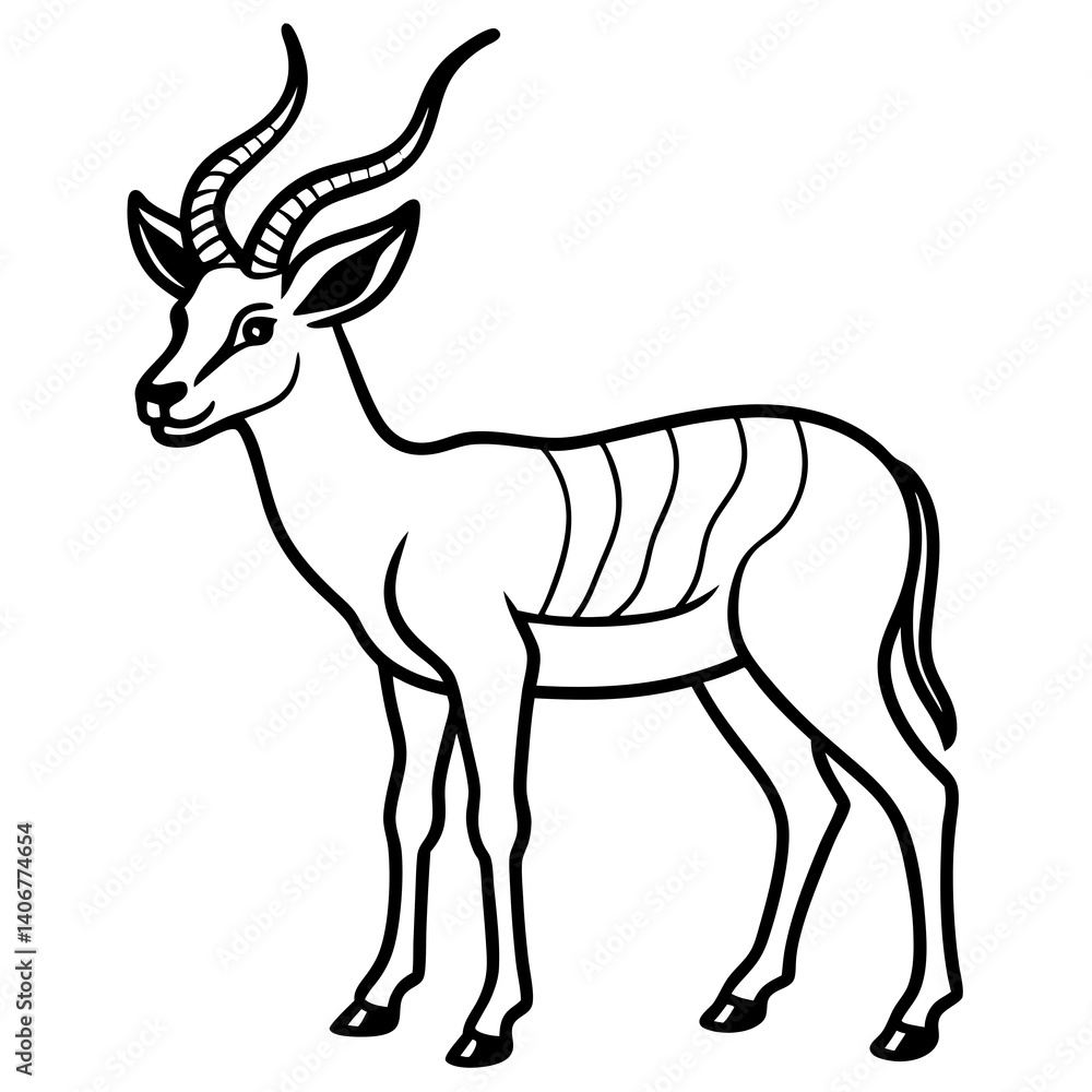 Minimal Antelope Vector Illustration on White Background Minimal Antelope Vector Illustration on White Background