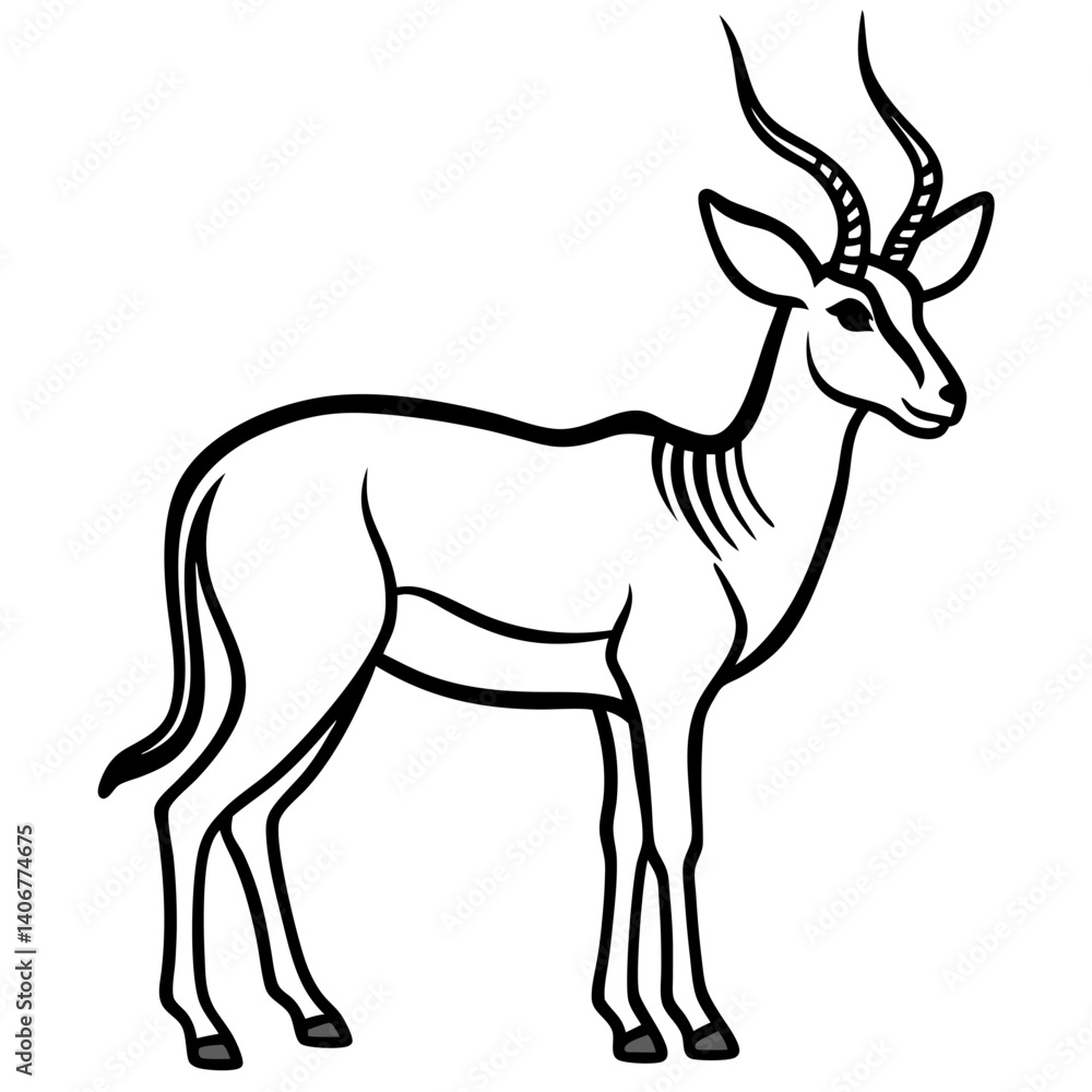 Minimal Antelope Vector Illustration on White Background Minimal Antelope Vector Illustration on White Background