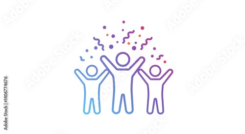 People Celebrating with Confetti Icon Illustration