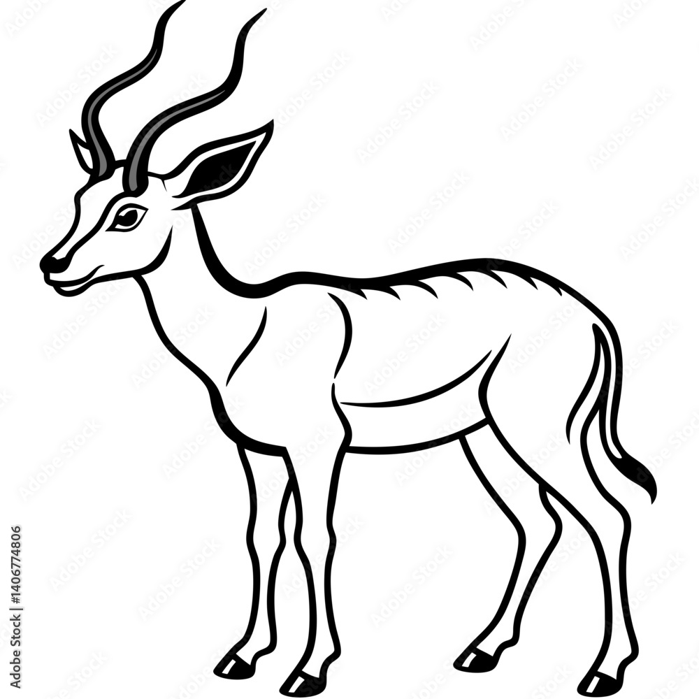 Minimal Antelope Vector Illustration on White Background Minimal Antelope Vector Illustration on White Background