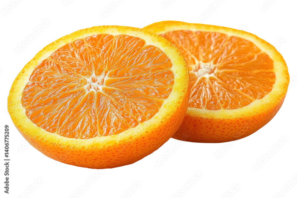 Freshly cut oranges displayed on a clean surface for a vibrant and healthy snack